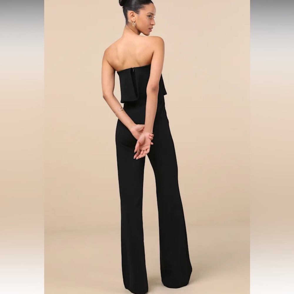 Lulu's Black Strapless Wide-Leg Jumpsuit - Picture 2 of 4